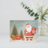 お洒落クリスマスツリー&ギフト付きサンタクロース ポストカード (スタンド正面)