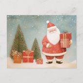 お洒落クリスマスツリー&ギフト付きサンタクロース ポストカード (正面)