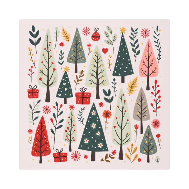 お洒落クリスマスツリー メタルプリント (正面)