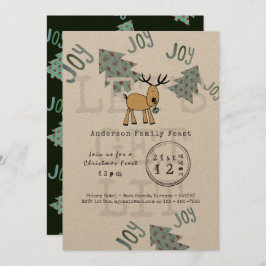 お洒落クリスマスパーティーが点灯する素朴 招待状