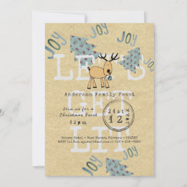 お洒落クリスマスパーティーが点灯する素朴 招待状