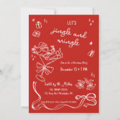 お洒落クリスマスパーティーサンタおもしろいドリンク 案内状 (正面)