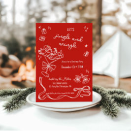 お洒落クリスマスパーティーサンタおもしろいドリンク 案内状