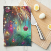 お洒落クリスマスパームツリートロピカルビーチ鮮やかな キッチンタオル (四つ折り)