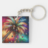 お洒落クリスマスパームツリートロピカルビーチ鮮やかな キーホルダー (裏面)