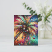 お洒落クリスマスパームツリートロピカルビーチ鮮やかな シーズンカード (スタンド正面)