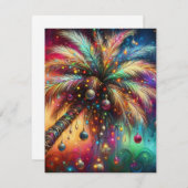 お洒落クリスマスパームツリートロピカルビーチ鮮やかな シーズンカード (正面/裏面)