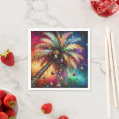 お洒落クリスマスパームツリートロピカルビーチ鮮やかな スタンダードカクテルナプキン (インサイチュ)