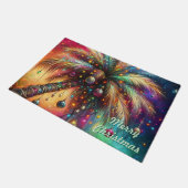 お洒落クリスマスパームツリートロピカルビーチ鮮やかな ドアマット (アングル)