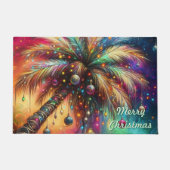 お洒落クリスマスパームツリートロピカルビーチ鮮やかな ドアマット (正面)