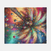 お洒落クリスマスパームツリートロピカルビーチ鮮やかな フリースブランケット (正面(横))