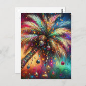 お洒落クリスマスパームツリートロピカルビーチ鮮やかな ポストカード (正面/裏面)