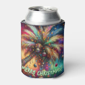 お洒落クリスマスパームツリートロピカルビーチ鮮やかな 缶クーラー (缶正面)