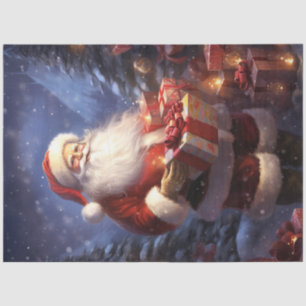 お洒落クリスマスプレゼントを持つサンタクロース 薄葉紙