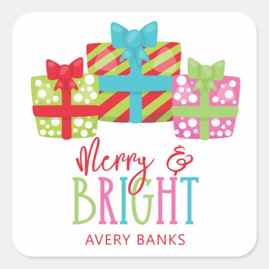 お洒落クリスマスプレゼント スクエアシール (正面)