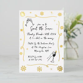 お洒落クリスマスホリデーウィンターカクテルパーティー 箔招待状