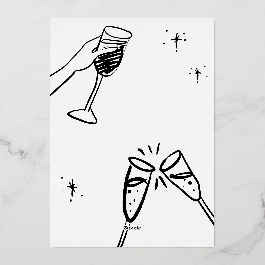 お洒落クリスマスホリデーウィンターカクテルパーティー 箔招待状 (裏面)