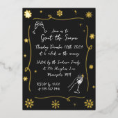 お洒落クリスマスホリデーウィンターカクテルパーティー 箔招待状 (正面)