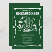 お洒落クリスマスホリデーディナーカスタムパーティー 招待状 (正面/裏面)