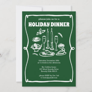 お洒落クリスマスホリデーディナーカスタムパーティー 招待状