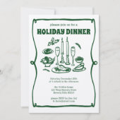 お洒落クリスマスホリデーディナーパーティークラフト 招待状 (正面)