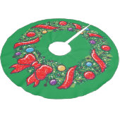 お洒落クリスマスホリデーリーフレッドフェスティバル ブラッシュドポリエステルツリースカート (アングル)