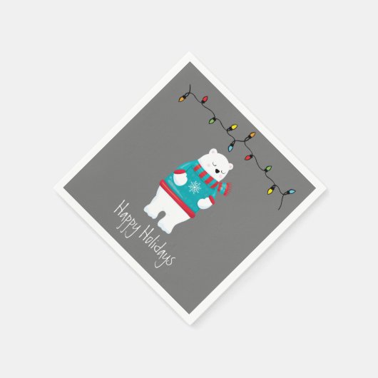 お洒落クリスマスポーラーベアホリデー スタンダードカクテルナプキン (角)