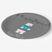 お洒落クリスマスポーラーベアホリデー ペーパープレート (アングル)