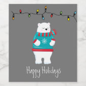 お洒落クリスマスポーラーベアホリデー ワインラベル (シングルラベル)