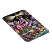 お洒落クリスマスライトハウスレッドピンクパープル マグネット (右側)