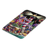 お洒落クリスマスライトハウスレッドピンクパープル マグネット (左側)