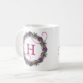 お洒落クリスマスリースイニシャルホリデイ コーヒーマグカップ (正面左)