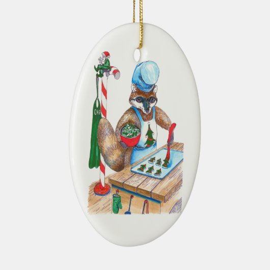 お洒落クリスマスワイルドライフシェフオーバルオーナメント セラミックオーナメント (右)