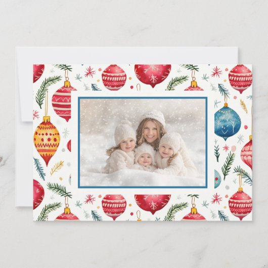 お洒落クリスマスヴィンテージオーナメント写真 シーズンカード (正面)