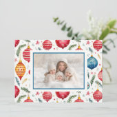 お洒落クリスマスヴィンテージオーナメント写真 シーズンカード (スタンド正面)