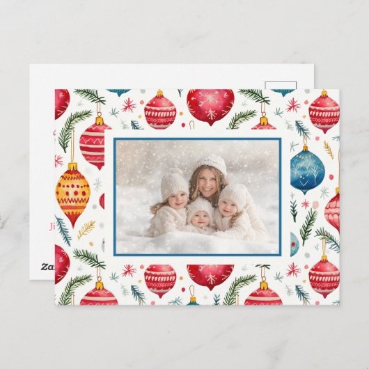 お洒落クリスマスヴィンテージオーナメント写真 シーズンポストカード (正面/裏面)