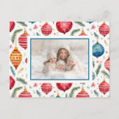 お洒落クリスマスヴィンテージオーナメント写真 シーズンポストカード (正面)