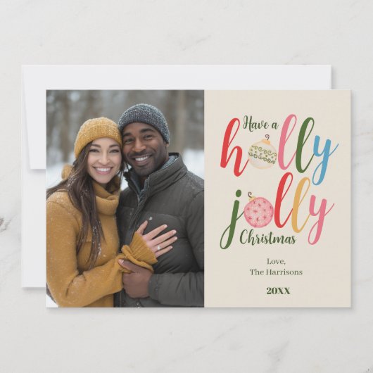 お洒落クリスマス写真かわいい休日タイポグラフィ シーズンカード (正面)