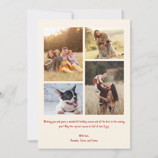 お洒落クリスマス写真コラージホリデーカード 案内状 (裏面)