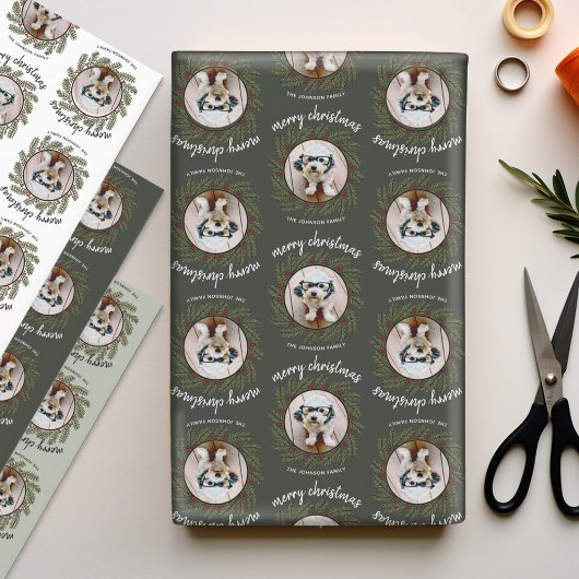 お洒落クリスマス写真 – 書道 – 枝 ラッピングペーパーシート