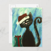 お洒落クリスマス子猫プリント シーズンポストカード (正面/裏面)