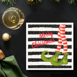 お洒落クリスマス小妖精や小人レグストライプオン スタンダードカクテルナプキン