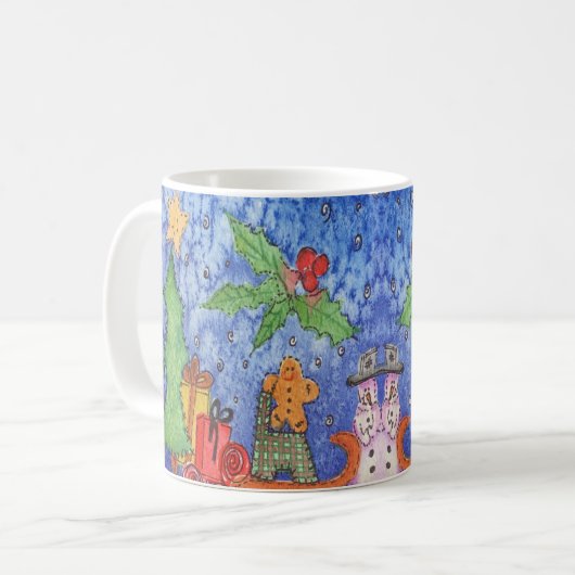 お洒落クリスマス応援ウォーター絵を描カラー コーヒーマグカップ (正面左)