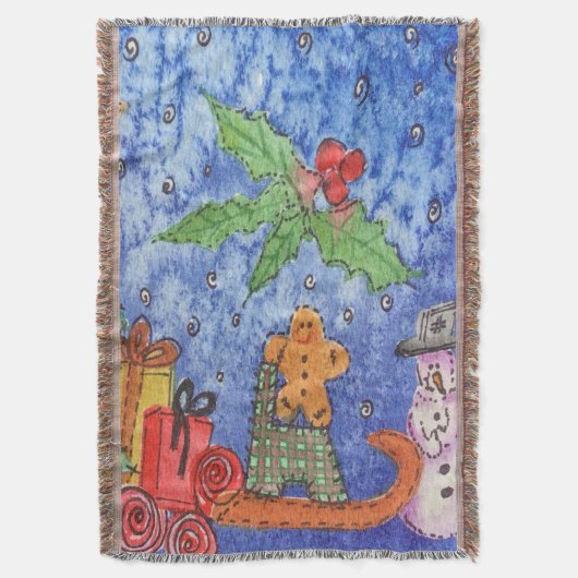 お洒落クリスマス応援ウォーター絵を描カラー スローブランケット (正面縦)
