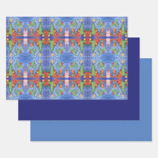 お洒落クリスマス応援ウォーター絵を描カラー ラッピングペーパーシート (セット)