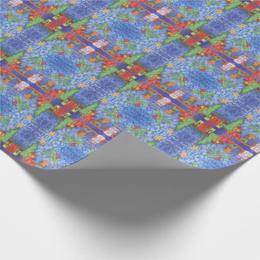 お洒落クリスマス応援ウォーター絵を描カラー ラッピングペーパー (角)