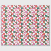 お洒落クリスマス応援サンタハットとキャンディーケーン ラッピングペーパー (フラット)