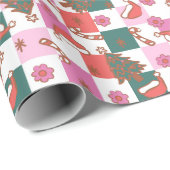 お洒落クリスマス応援サンタハットとキャンディーケーン ラッピングペーパー (ロールコーナー)