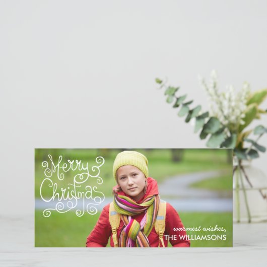 お洒落クリスマス書モダンの渦巻き写真 シーズンカード (スタンド正面)