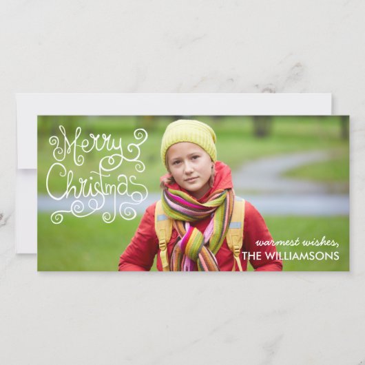お洒落クリスマス書モダンの渦巻き写真 シーズンカード (正面)